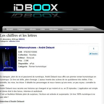 Métamorphoses de André Delauré: livre du mois sur IDBOOX