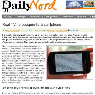 Real TV, le bouquin livré sur iPhone: daily Nord (revue de presse)